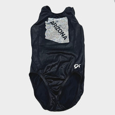 GK Elite Gymnastics AZ Arizona Black Leotard AL Adult Large Leo Dance Beads