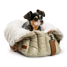 ClevaHome Small Dog Car Seat & Travel Carrier & Pet Bed, Soft Fleece Interior...