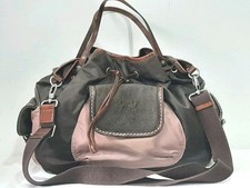 La Martina Borsa Donna Originale Nylon Pelle Marrone Tracolla Shoulder Bag Brown