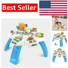 Educational Activity Table with 7 Play Zones - Blue Fun for Ages 9-36