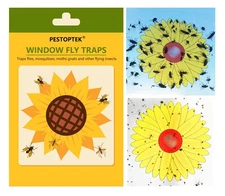 16 Pack Window Fly Traps, Fruit Fly Traps for Indoors, Paper Sticky Strips wi...