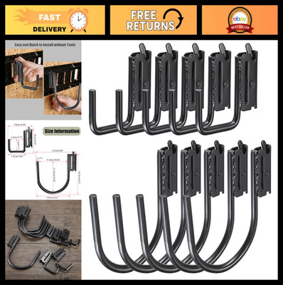 10PCS Heavy Duty E Track Hooks J Hooks 2'' & 4'' Steel Wall Mount Accessories for