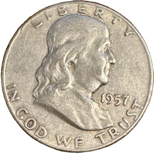 1957-D Franklin 50¢ ✔ Very Fine Condition ✔ 90% Silver