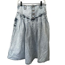 Vintage acid wash midi denim skirt
