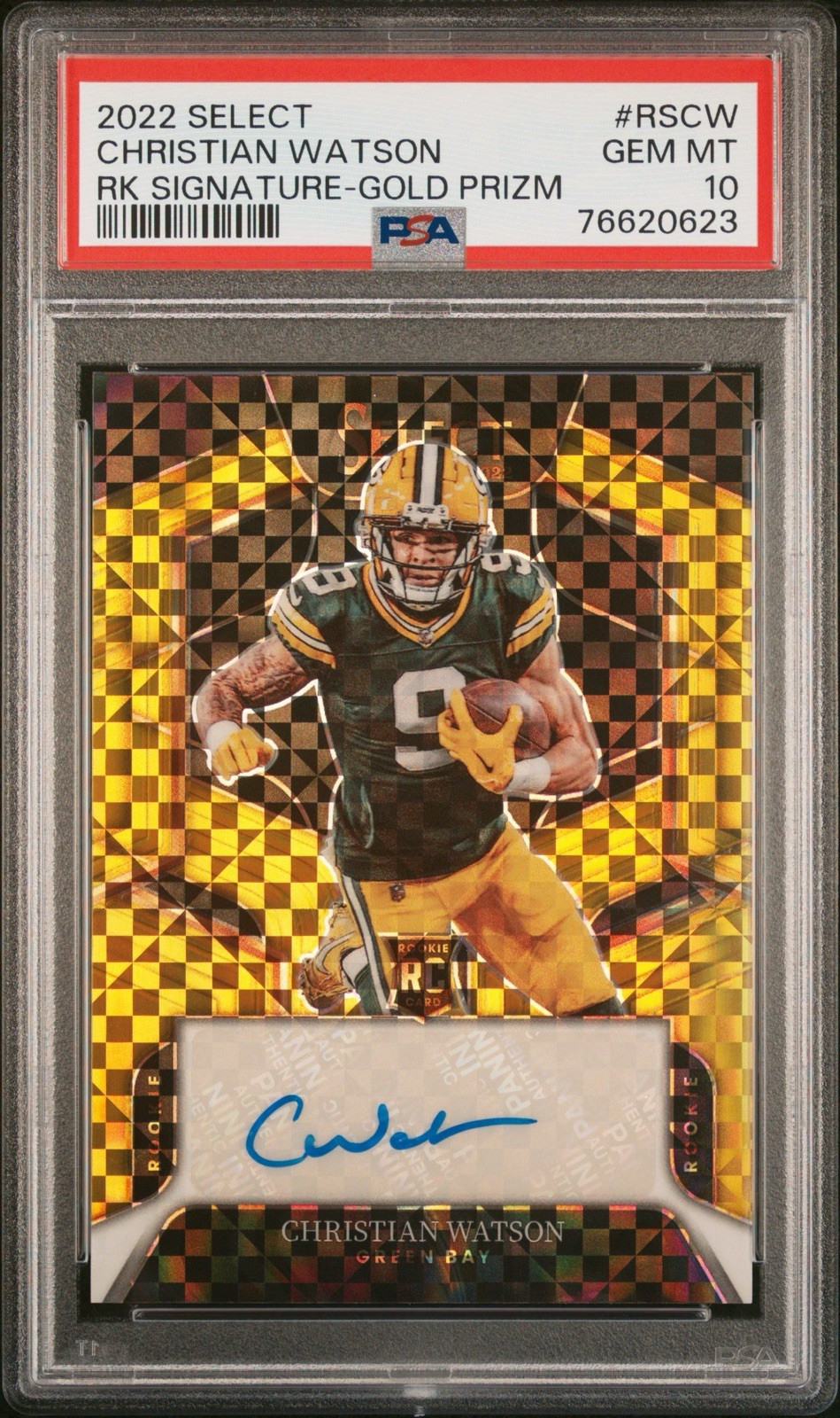 Christian Watson Panini Select Rookie Signatures #RSCW Gold