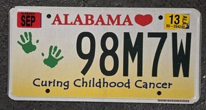 2013 Alabama "Curing Childhood Cancer" License Plate Medical Kids Nurse Doctor