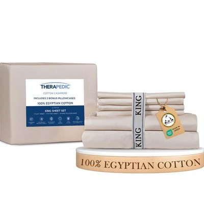 100% Egyptian Cotton King 6-Piece Sheet Set   Naturally Cooling & Breathable ...