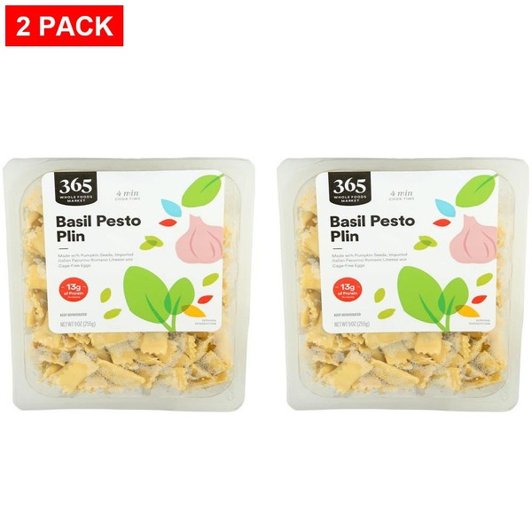 Whole Foods Market, Plin de pesto de albahaca, 9 onzas - Paquete de 2