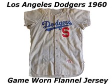 Los Angeles Dodgers Game Worn Used Baseball Jersey Flannel 1960   Photo Matched