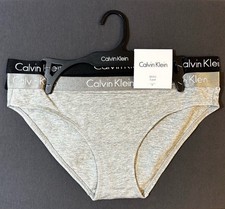 Calvin Klein 2 Bikini Panties Underwear - Grey & Black - Womens Size Large L