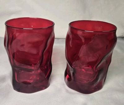 2 Bormioli Rocco Sorgente? Ruby Red Short Tumblers - 4.25'' x 2.75''