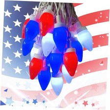 25Ft Red White and Blue Lights C7 4th of July Light Outdoor Red / White / Blue
