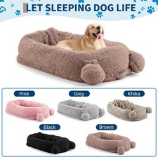 71''x45''x12''Human Size Dog Bed, Blanket, Storage Pockets, Portable Handle