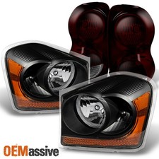 Fit 04-06 Dodge Durango Black Headlights Dark Red Tail Lights Replacement