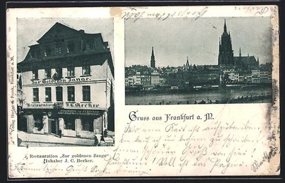 AK Frankfurt a. M., Restaurant Zur goldenen Zange, Inh. J. C. Becker, Fahrgasse 