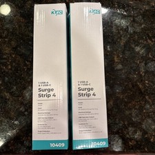 Set Of 2 4-Outlet Surge Protector Power Strip  1 USB-A  1 USB-C Port- NEW