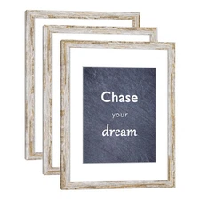 Rustic Distressed Retro Style White Frame 11x14 Picture Frame Set of 3 with R...