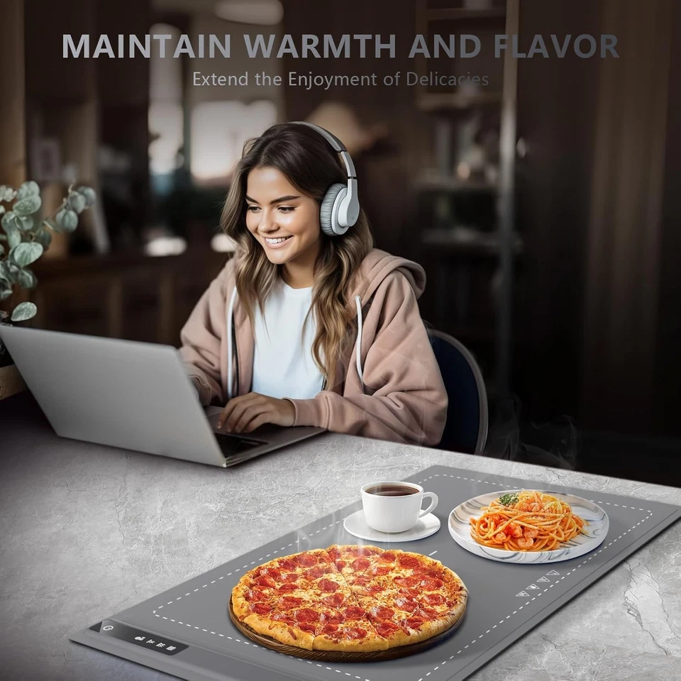 Alfombrilla de calentamiento de alimentos - Calefacción de superficie rápida y completa, almohadilla térmica de silicona con 3 ajustes Foto 2 de 4