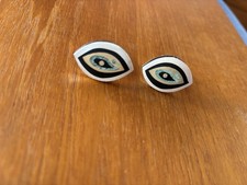 Cuff Links Inlaid Silver México Vintage Very Good Condition Paisley Eyeball
