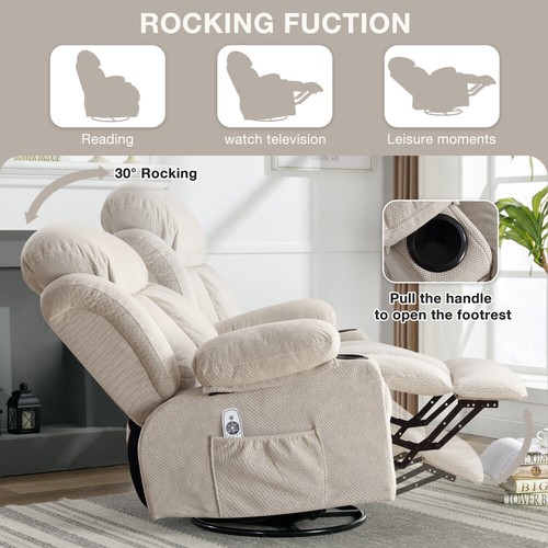 Power Lift Recliner Chair with Heat and Massage Electric Fabric Recliner Chair - Bild 30 von 83