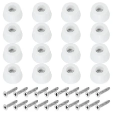 20Pcs Cutting Board Feet Non Slip Rubber Feet Bumpers W Screws 0.75"x0.39" White