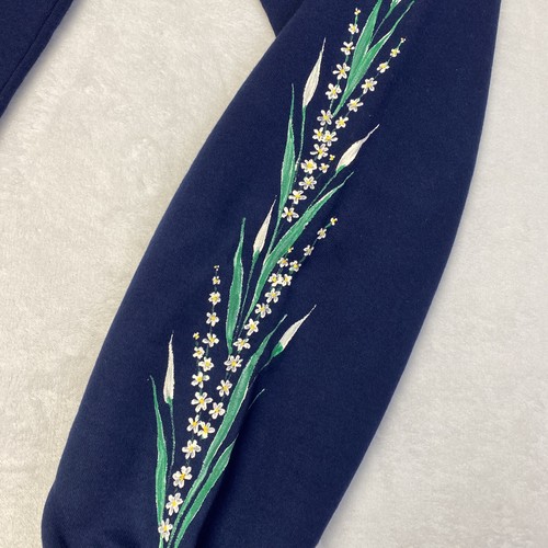 Felpa donna vintage dipinta a mano arte floreale collo tartaruga stile anni 80 90 - Foto 14 di 16