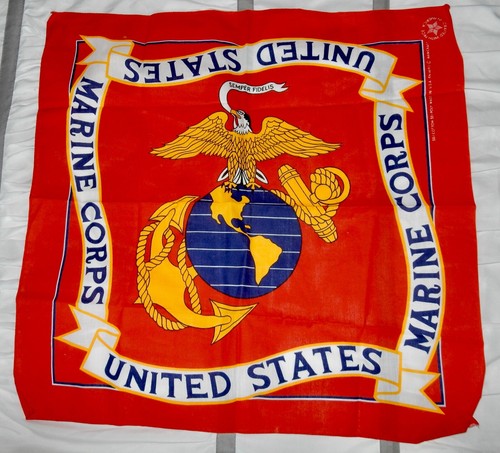 Vintage United States Marine Corps Bandana Scarf 22 x 22 RN 14193 USA Wamcraft