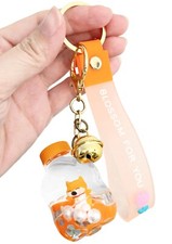 Kawaii Dog Boba Tea Bottle Keychain Floating Liquid Keyring Milk Tea Cup Pendant