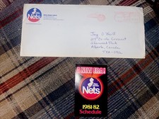 1981-82 NEW JERSEY NETS SCHEDULE SOUVENIR LIST AND ENVELOPE NBA BASKETBALL ABA