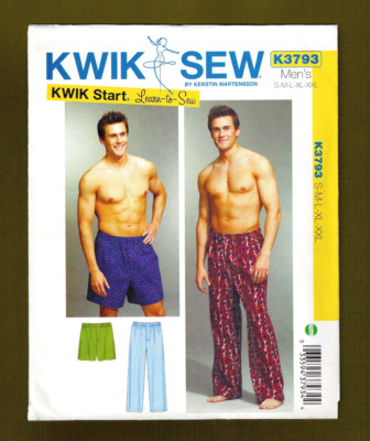 Men's Pajama Pants or Shorts Learn-to-Sew Pattern (Sizes S-XXL) Kwik Sew 3793