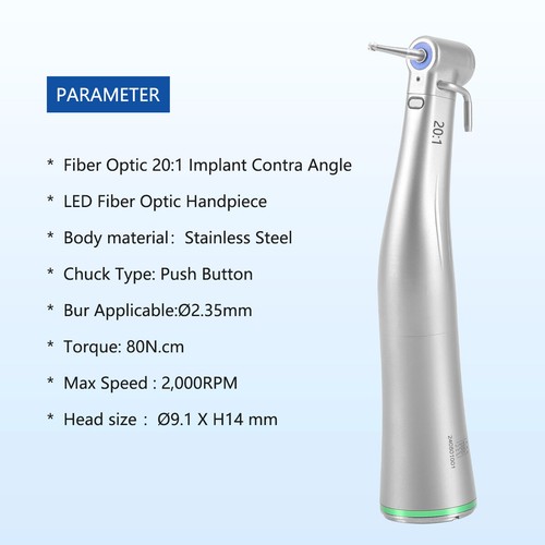 Dental Implant 20:1 Reduction Handpiece LED/Contra Angle Fit Implant Motor - Picture 31 of 39