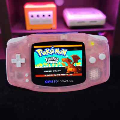 Fushia Pink Game Boy Advance GBA with usbc battery and iPS V5