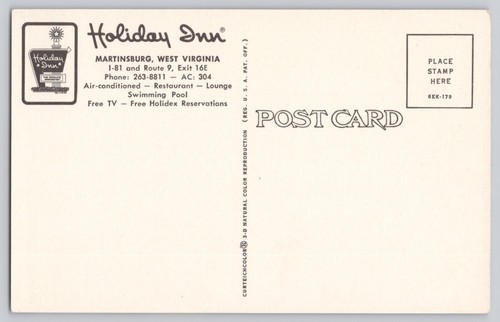 Postcard Holiday Inn Martinsburg WV Multi View Pool Room World's Innkeeper 1970s - Imagen 2 de 4