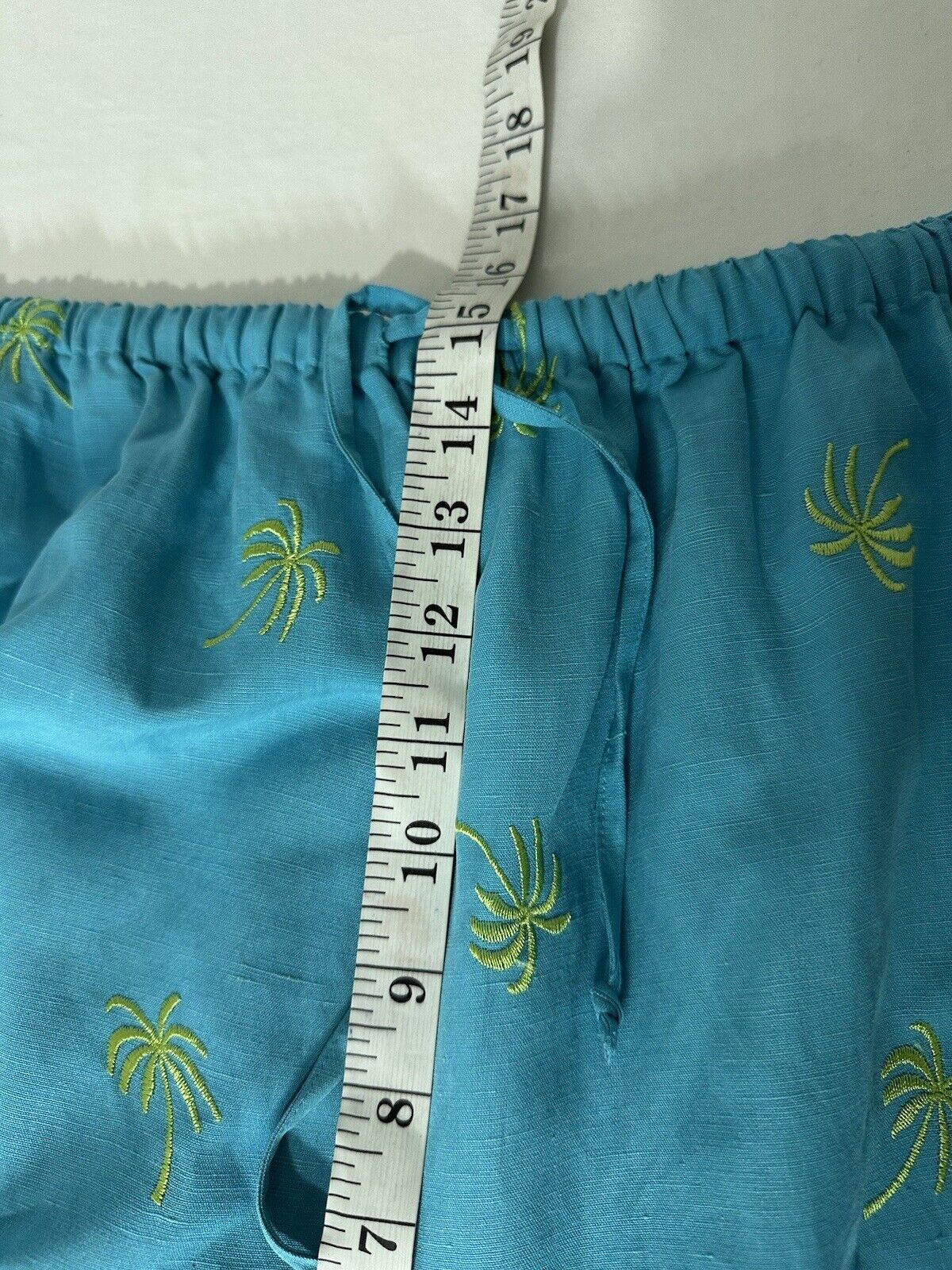 Womens Size 24W Crop Linen Silk Pants Pull On Aqu… - image 6