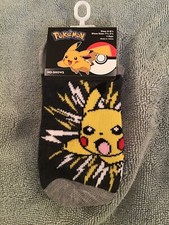 Pokemon Pikachu No-shows Toddler Children  s Socks Size 6-8 1/2 Gray 1 Pair