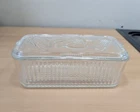 VTG Federal Glass Clear Ribbed Lidded Refrigerator Dish Embossed Vegetable