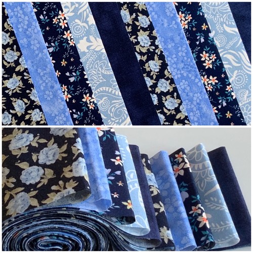 10 100% cotton fabric strips 2.5” x 42” jelly roll quilting floral rag wreath A - Picture 374 of 526