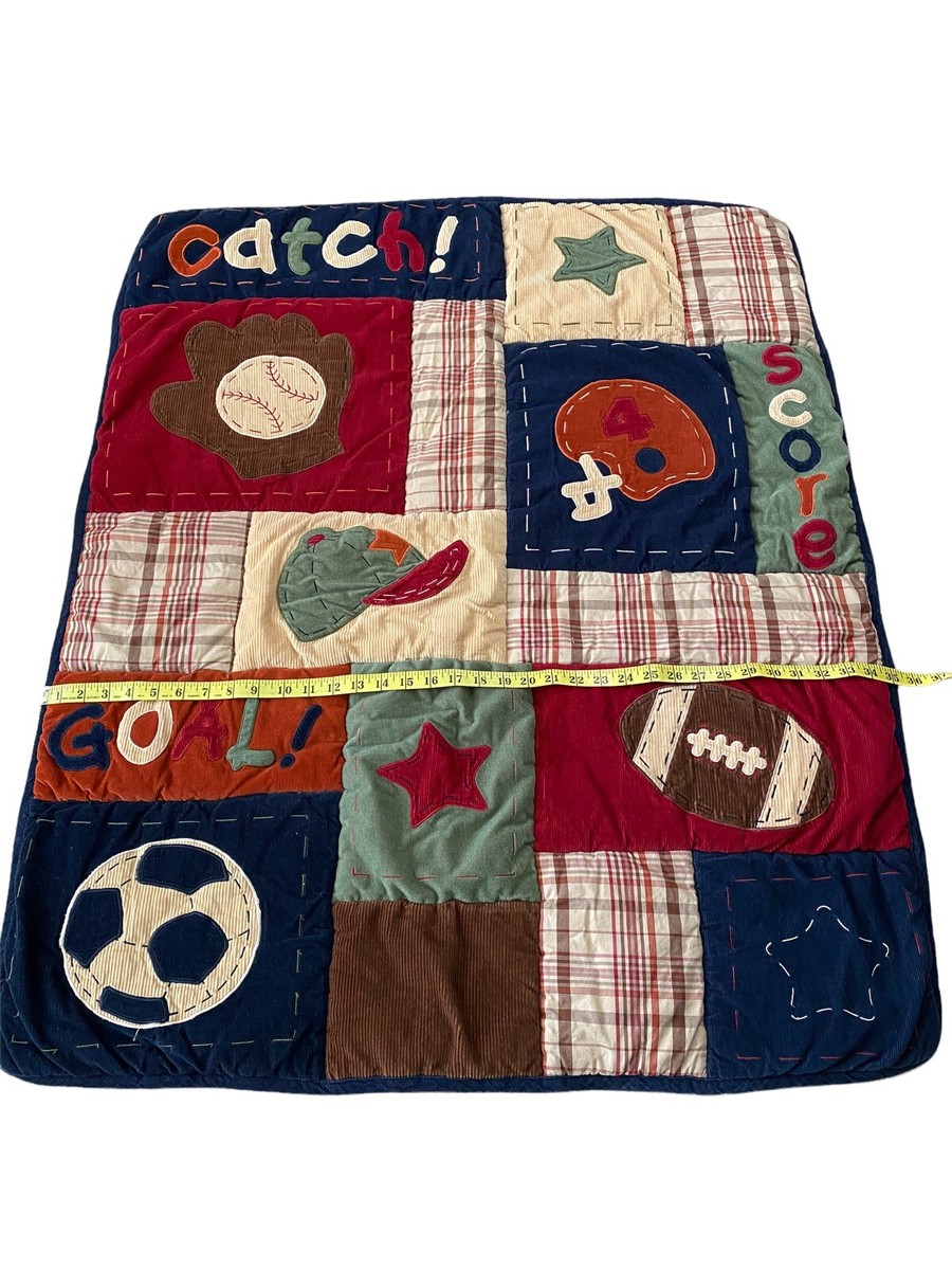 Nojo Sports Patchwork Crib Nursery Quilt Comforter Baseball