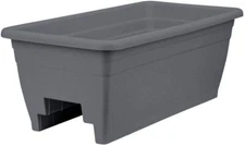 The HC Companies Plastic Deck Rail Box Planter, Warm Gray, 24"