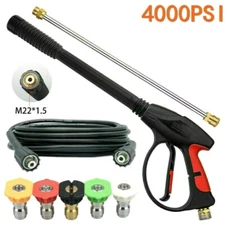 4000PSI High Pressure Power Washer Spray Gun Wand Lance Nozzle Tips Hose Kit M22