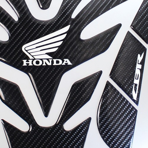 FOR CBR FAIRING/FENDER BADGE CHROMED RED+8"REAL CARBON FIBER FUEL TANK PAD COVER - Picture 4 of 9