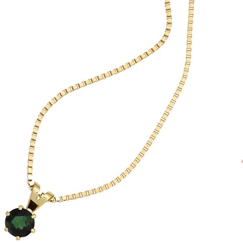 Colgante Con Turmalina Verde Facetada 585 Oro Amarillo Joyería Para Damas - Imagen 3 de 3