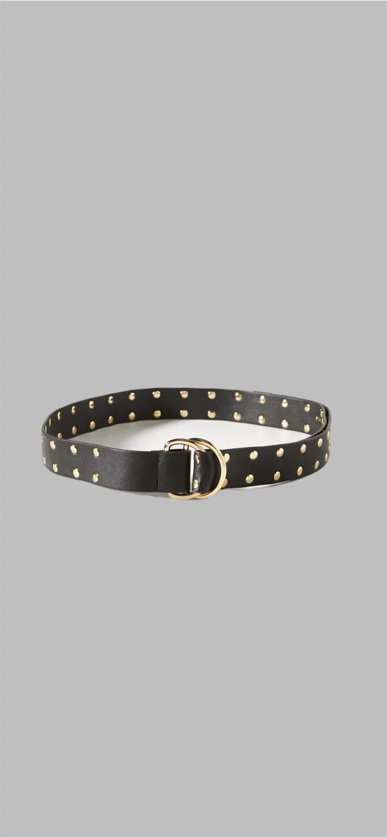 NWT ANTHROPOLOGIE  LOW SLUNG BLACK STUDDED GOLD LEATHER BELT SIZE M MSRP $80 Anthropologie | Accessories | Anthropologiesasha  main image 2