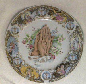 Porcelain Religious Praying Hands Plate With Jesus And Mary Decorative Xx Ebay