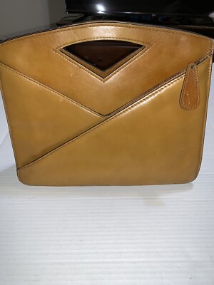 Women's Vintage 1970s Anne Klein Brown Leather Flat Clutch Purse