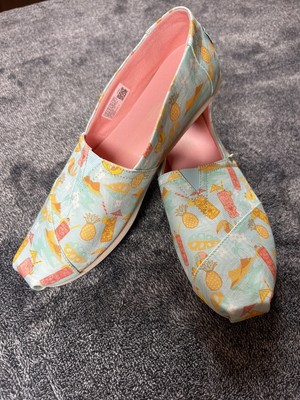 TOMS Alpargata Tropical Graphic Slip On  Womens Blue Flats Casual 10016602T