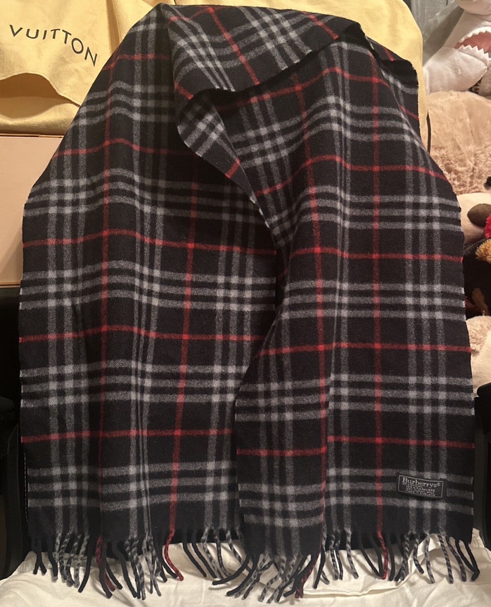 Authentic Burberry Mini Classic Plaid Scarf 💯 Cashmere Men Women Navy  Blue
