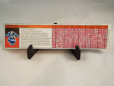 TRANSFORMERS GENERATION 1, G1 AUTOBOT TEILE FREEWAY TECH SPECS