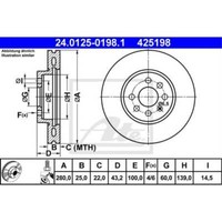 ATE 2X Bremsscheibe Vorne 2800 BelüFtet FüR Opel Astra H L48 A04 L35