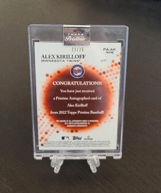 2022 Topps Pristine Alex Kirilloff Autographed Card Orange Minnesota Twins 23/25 - Image 2 of 2